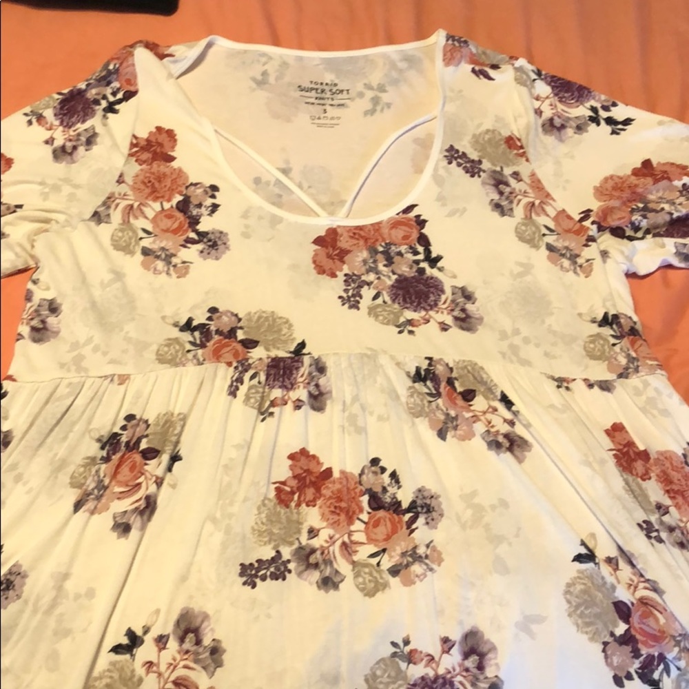 Torrid 3/4 Sleeve Floral Knit Top 3X